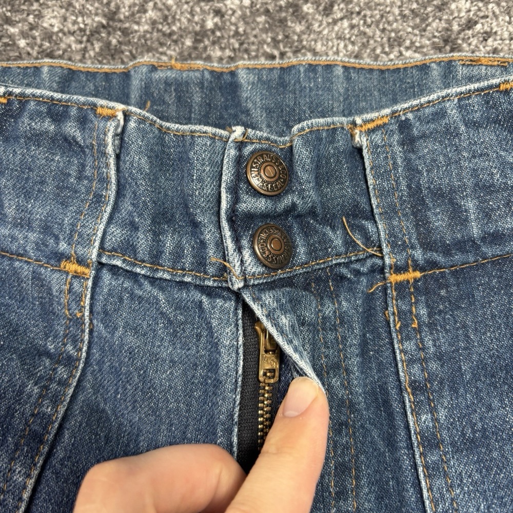 Vintage 70s Levis Safari Bush Jeans Mens 28x30 Blue Flared Bootcut Orange Tab - Picture 9 of 13